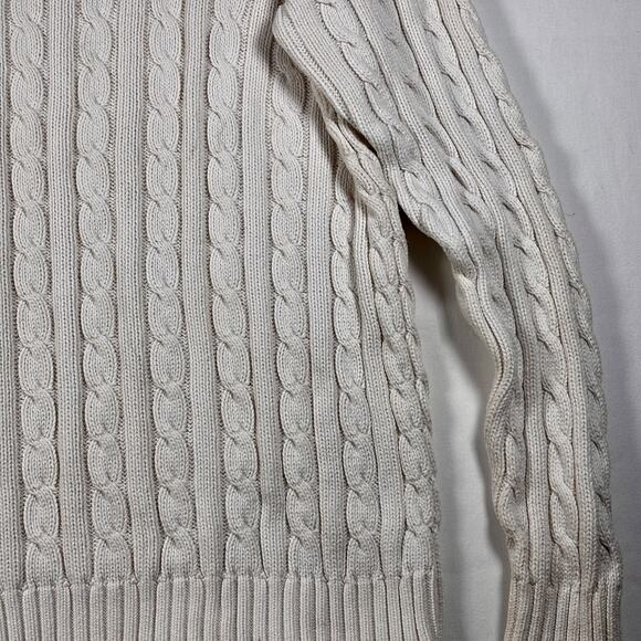 Vintage 1990s LAUREN Ralph Lauren White Cable Knit Sweater Green Label AS IS - Picture 9 of 16